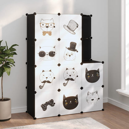 Børnegarderobe modulært med 10 kuber sort PP