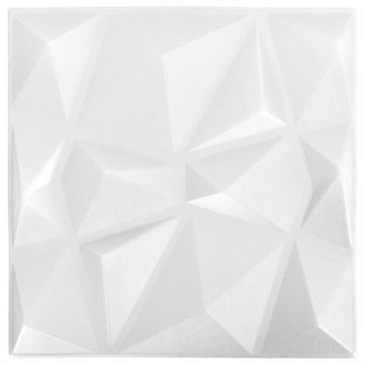 3D vægpaneler 24 stk 50x50 cm diamant hvid 6 m²