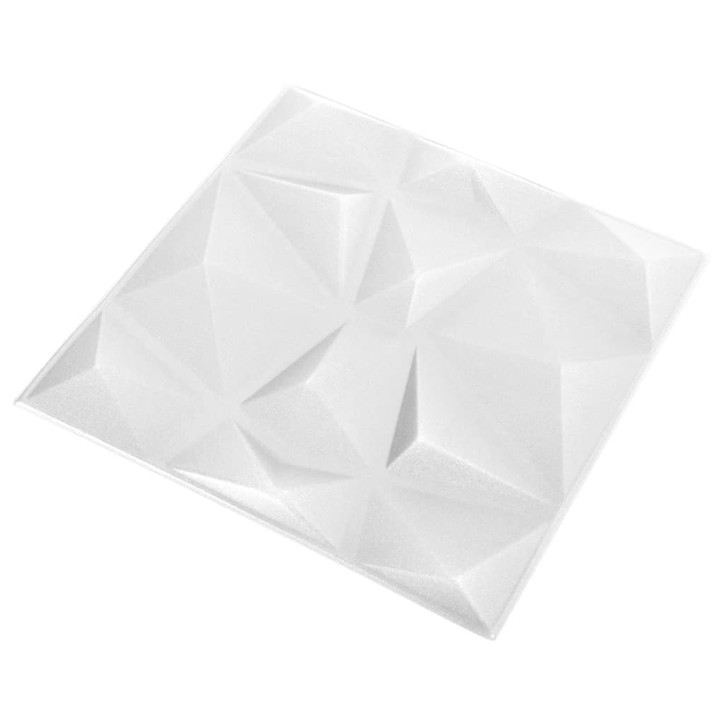 3D vægpaneler 24 stk 50x50 cm diamant hvid 6 m²