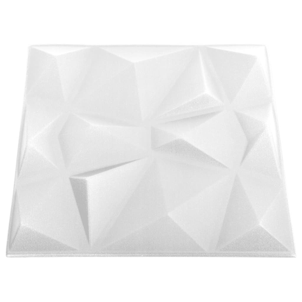 3D vægpaneler 24 stk 50x50 cm diamant hvid 6 m²