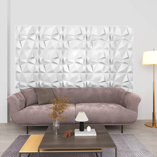 3D vægpaneler 24 stk 50x50 cm diamant hvid 6 m²