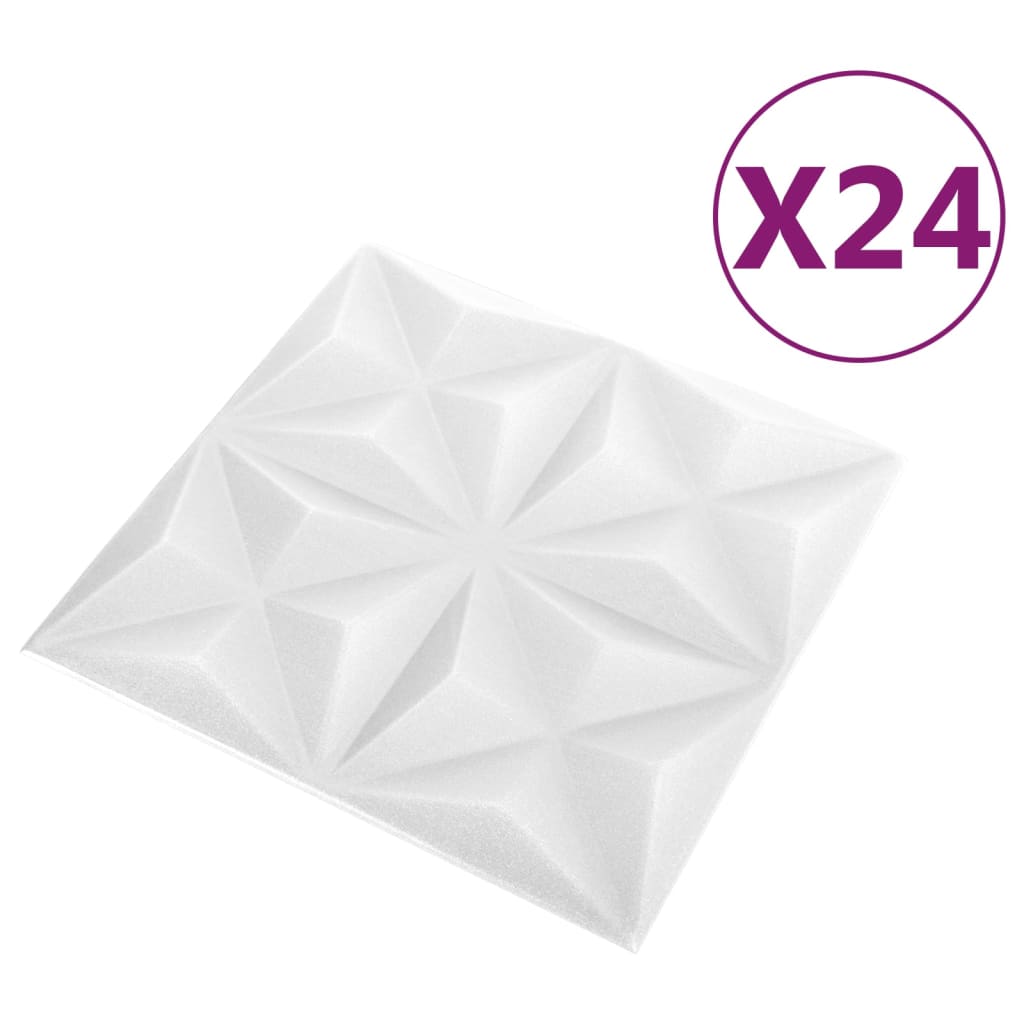 3D-Wandpaneele 24 Stk. 50x50 cm Origami Weiß 6 m²