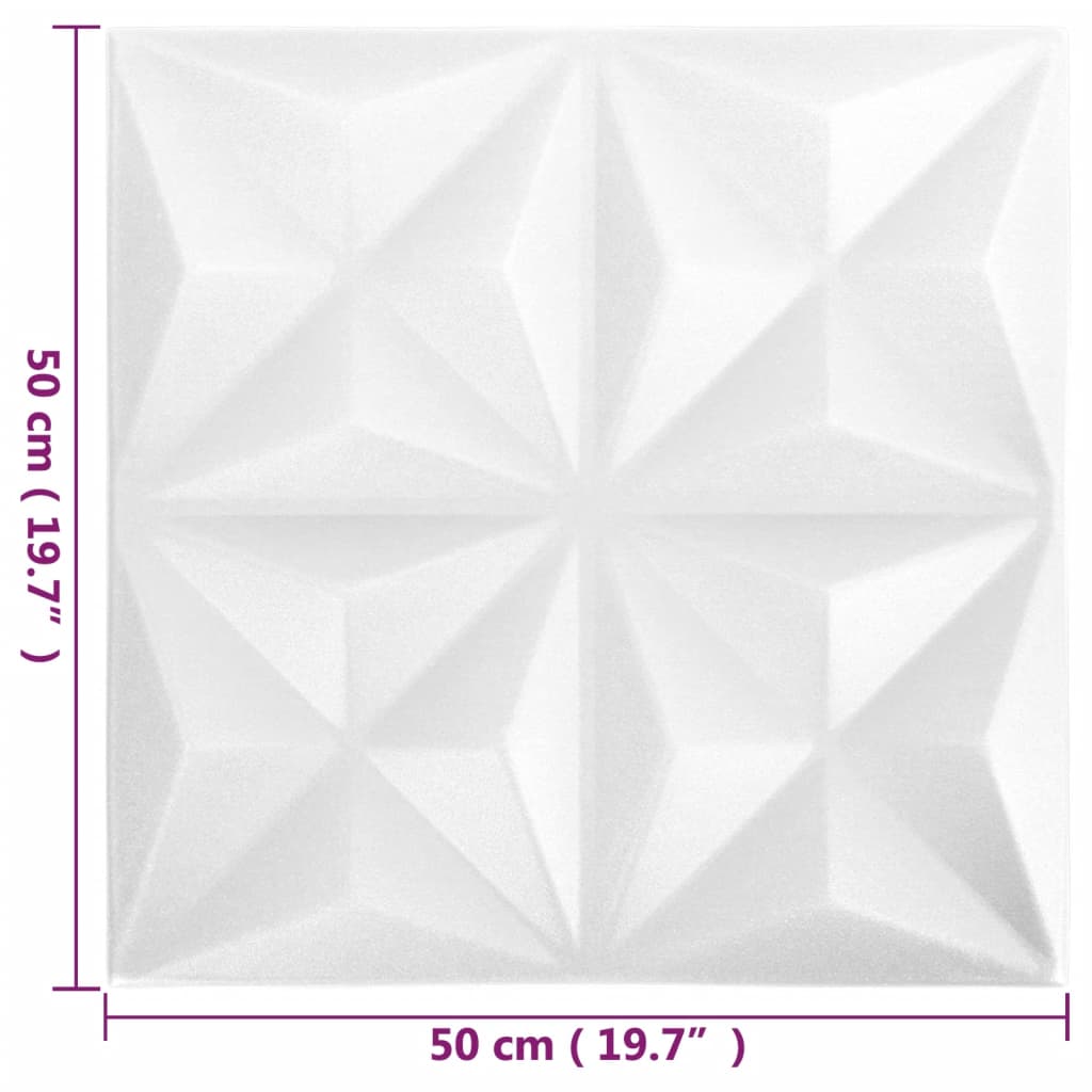 3D-Wandpaneele 24 Stk. 50x50 cm Origami Weiß 6 m²