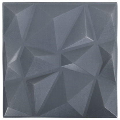 3D vægpaneler 24 stk 50x50 cm Diamantgrå 6 m²