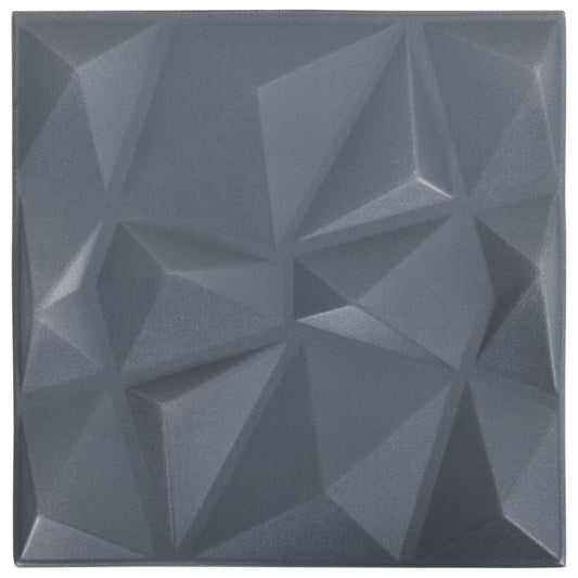 3D vægpaneler 24 stk 50x50 cm Diamantgrå 6 m²