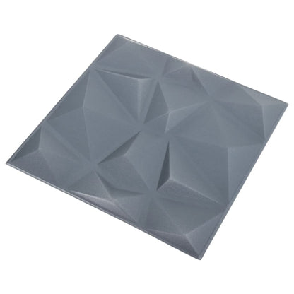 3D vægpaneler 24 stk 50x50 cm Diamantgrå 6 m²