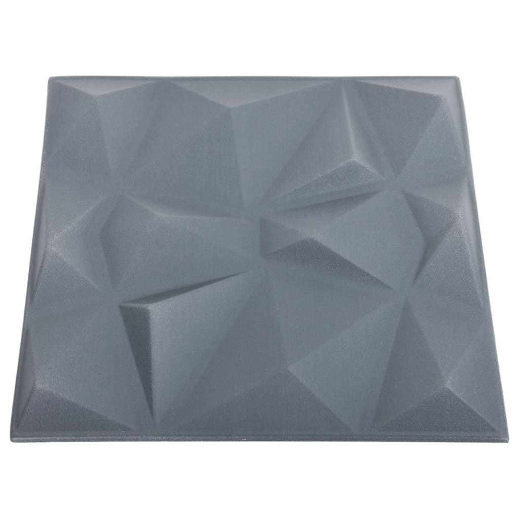 3D vægpaneler 24 stk 50x50 cm Diamantgrå 6 m²