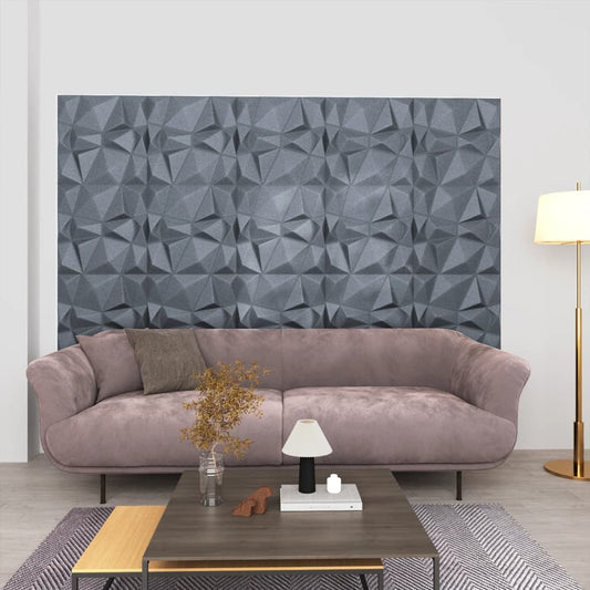 3D vægpaneler 24 stk 50x50 cm Diamantgrå 6 m²