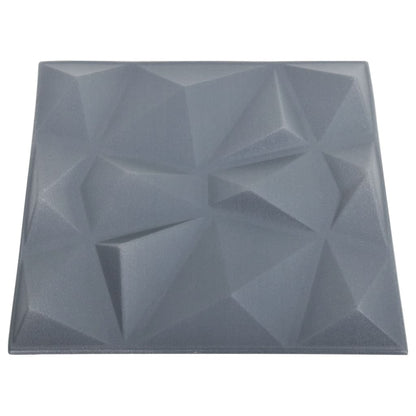 3D vægpaneler 48 stk 50x50 cm Diamantgrå 12 m²