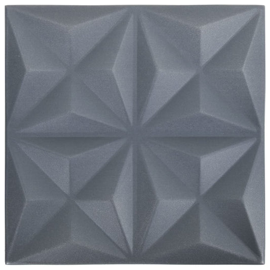 3D vægpaneler 24 stk 50x50 cm Origami Grå 6 m²