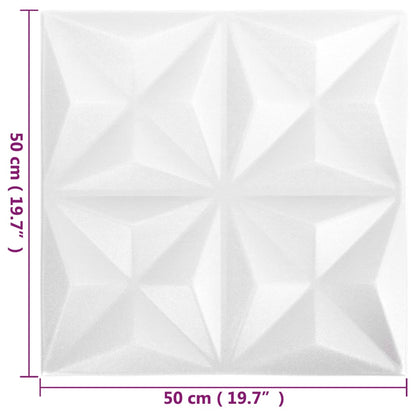 3D vægpaneler 12 stykker 50x50 cm Origami Hvid 3 m²