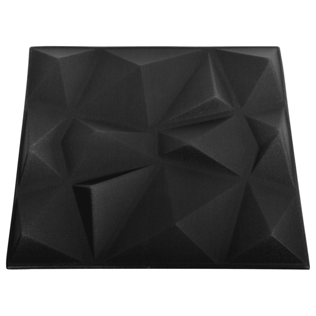 3D-Wandpaneele 12 Stk. 50x50 cm Diamant Schwarz 3 m²