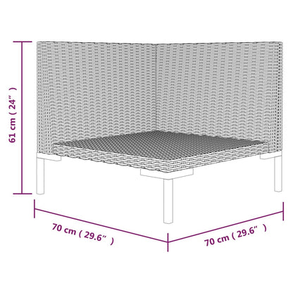 Gartensofa mit Kissen Halbrundes Poly Rattan