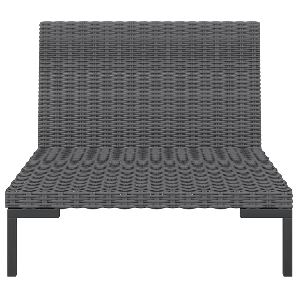 Gartensofas 2 Stk. mit Kissen Halbrundes Poly Rattan
