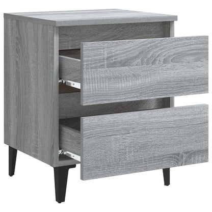 Nachttische mit Metallbeinen 2 Stk. Grau Sonoma 40x35x50 cm