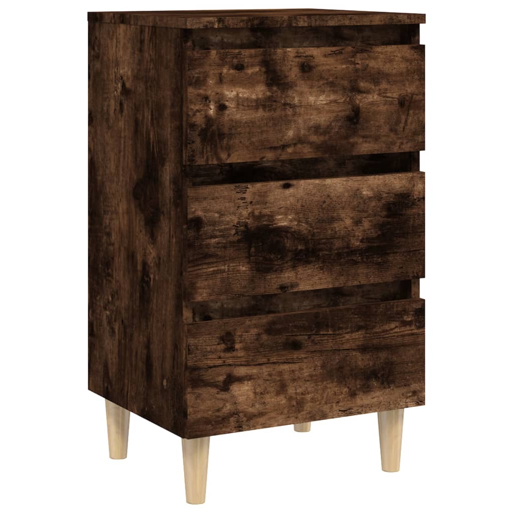 Nachttisch mit Massivholz-Beinen Räuchereiche 40x35x69 cm