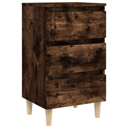 Nachttisch mit Massivholz-Beinen Räuchereiche 40x35x69 cm