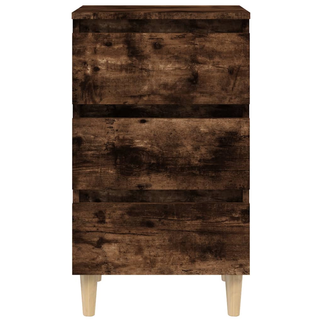 Nachttisch mit Massivholz-Beinen Räuchereiche 40x35x69 cm