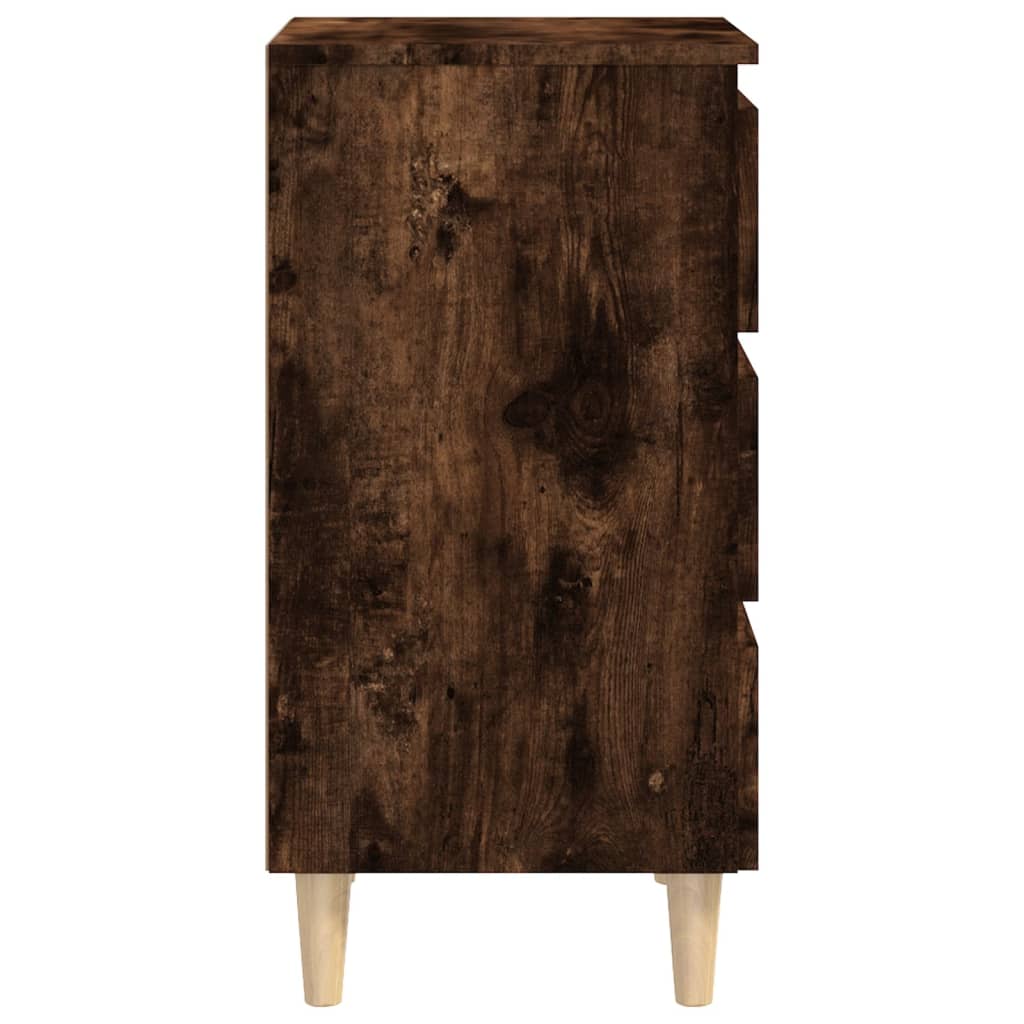 Nachttisch mit Massivholz-Beinen Räuchereiche 40x35x69 cm