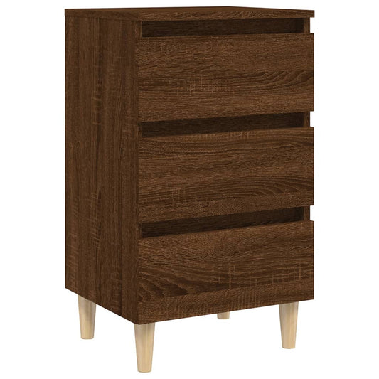 Nachttisch mit Massivholz-Beinen Braun Eichen-Optik 40x35x69 cm