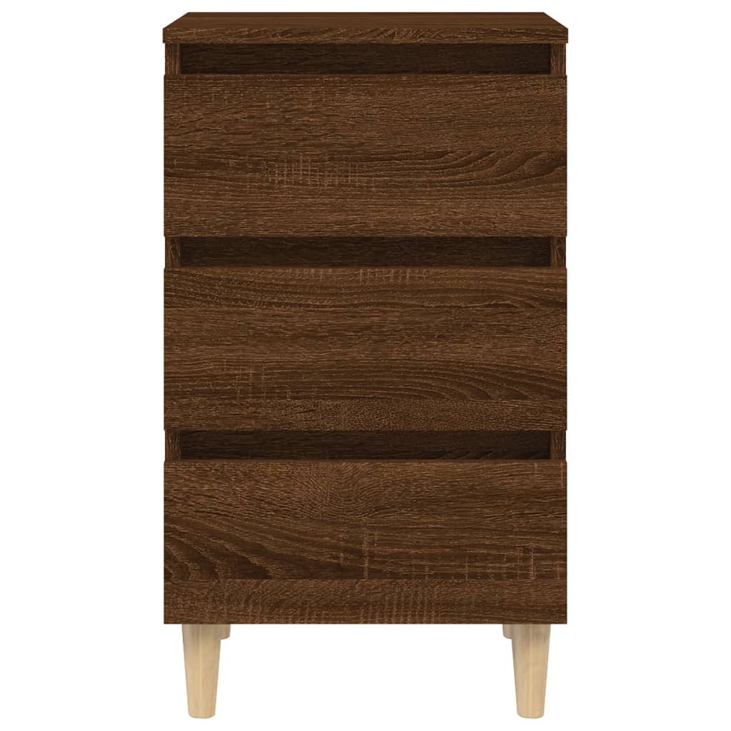 Nachttisch mit Massivholz-Beinen Braun Eichen-Optik 40x35x69 cm
