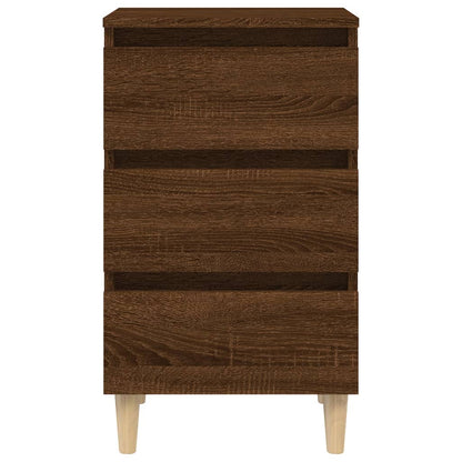 Nachttisch mit Massivholz-Beinen Braun Eichen-Optik 40x35x69 cm