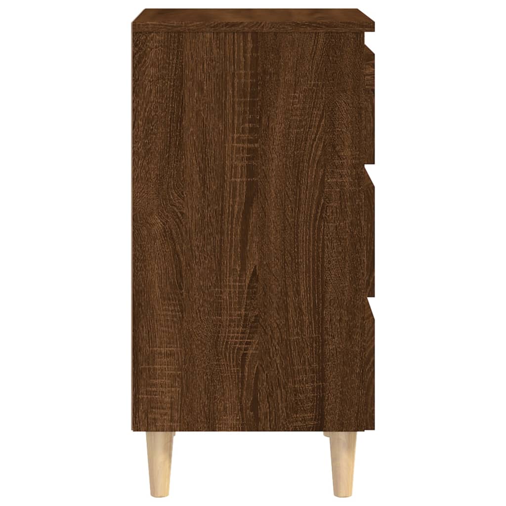 Nachttisch mit Massivholz-Beinen Braun Eichen-Optik 40x35x69 cm