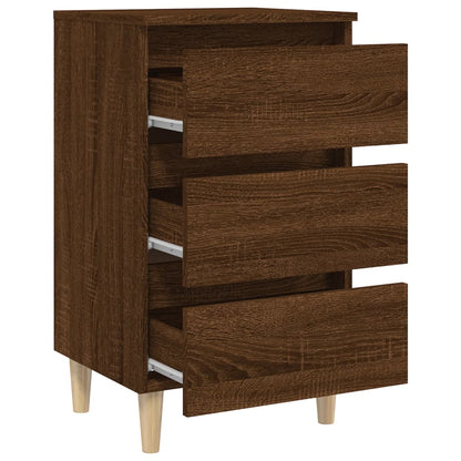 Nachttisch mit Massivholz-Beinen Braun Eichen-Optik 40x35x69 cm