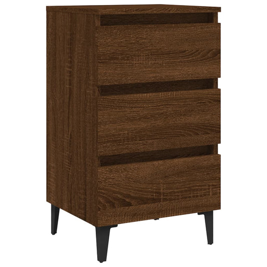 Nachttisch mit Metallbeinen Braun Eichen-Optik 40x35x69 cm