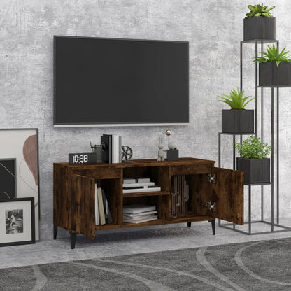 TV-Schrank mit Metallbeinen Räuchereiche 103,5x35x50 cm