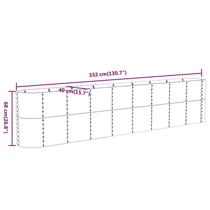 Hochbeet Verzinkter Stahl 332x40x68 cm Anthrazit