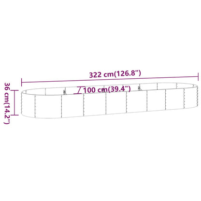 Hochbeet Verzinkter Stahl 322x100x36 cm Silbern