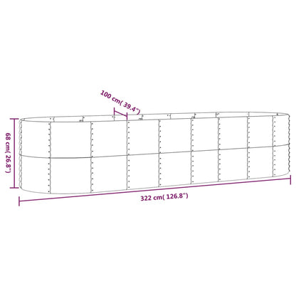 Hochbeet Verzinkter Stahl 322x100x68 cm Silbern