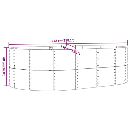 Hochbeet Grau 212x140x68 cm Verzinkter Stahl