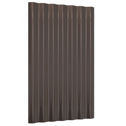 Dachpaneele 12 Stk. Verzinkter Stahl Braun 60x36 cm