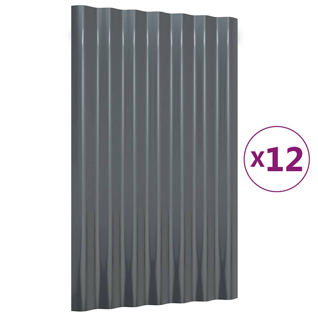 Dachpaneele 12 Stk Verzinkter Stahl Anthrazit 60x36 cm