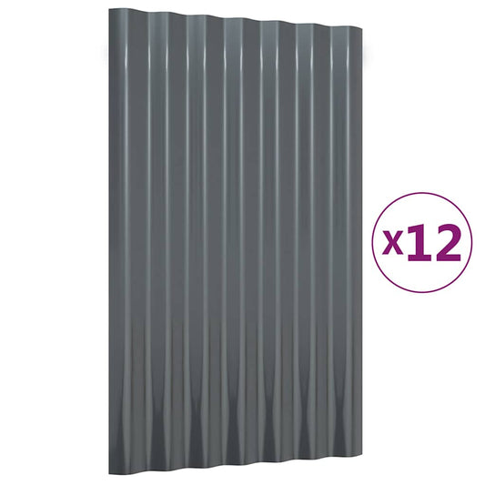 Dachpaneele 12 Stk Verzinkter Stahl Anthrazit 60x36 cm