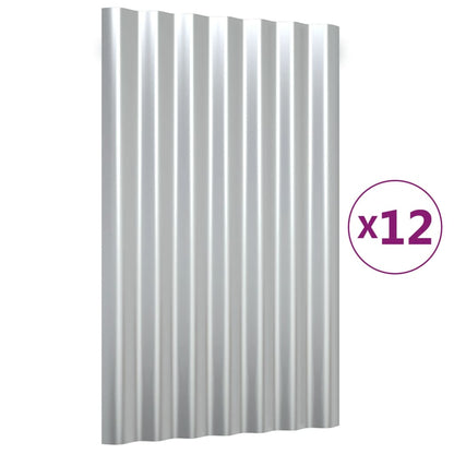 Dachpaneele 12 Stk. Verzinkter Stahl Silber 60x36 cm