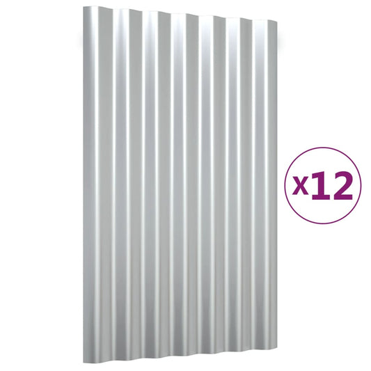 Dachpaneele 12 Stk. Verzinkter Stahl Silber 60x36 cm