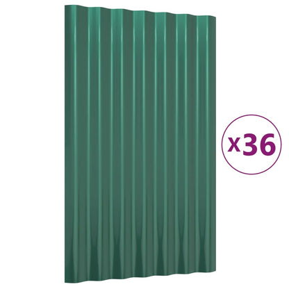 Dachpaneele 36 Stk. Verzinkter Stahl Grün 60x36 cm