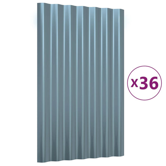 Dachpaneele 36 Stk. Verzinkter Stahl Grau 60x36 cm