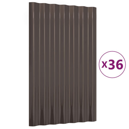 Dachpaneele 36 Stk. Verzinkter Stahl Braun 60x36cm