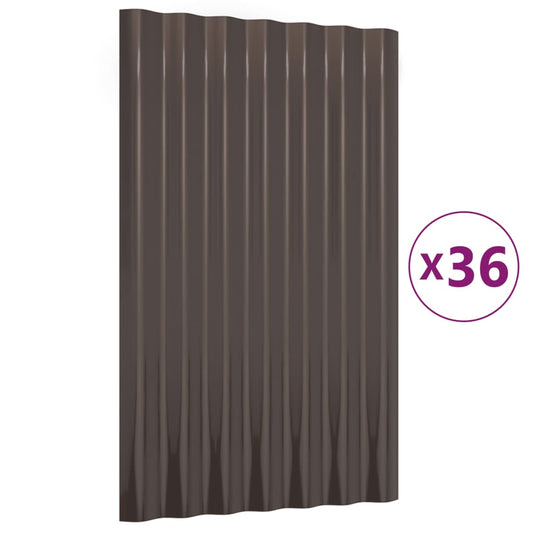 Dachpaneele 36 Stk. Verzinkter Stahl Braun 60x36cm