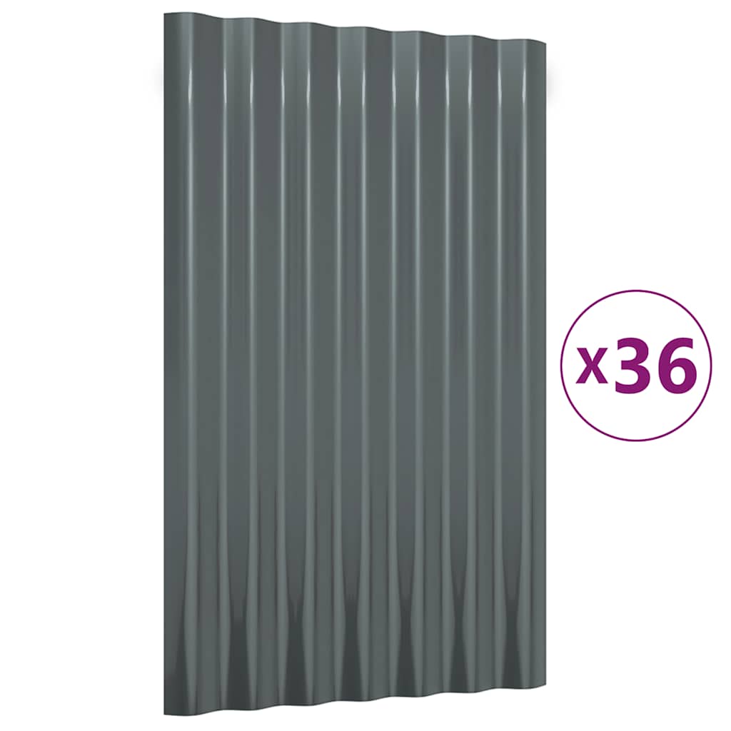 Dachpaneele 36 Stk. Verzinkter Stahl Anthrazit 60x36cm