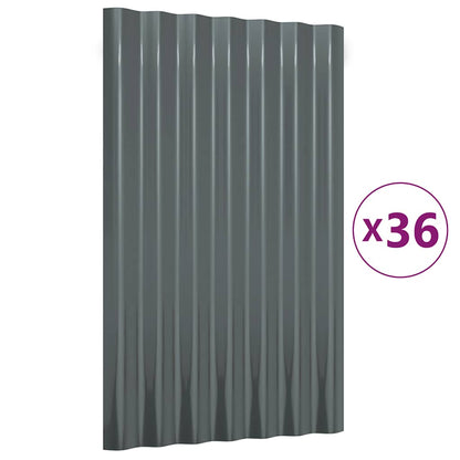 Dachpaneele 36 Stk. Verzinkter Stahl Anthrazit 60x36cm