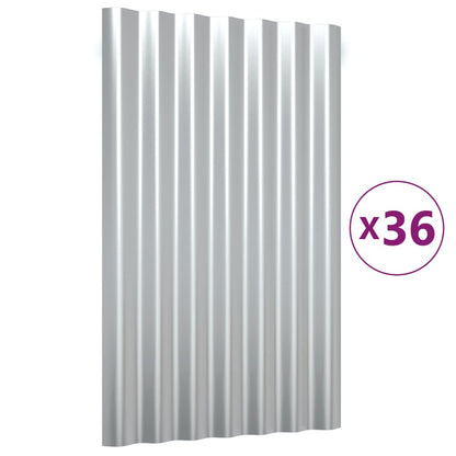 Dachpaneele 36 Stk. Verzinkter Stahl Silber 60x36 cm