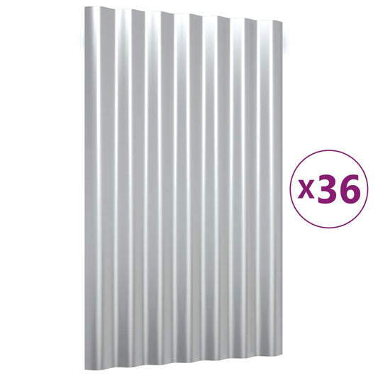 Dachpaneele 36 Stk. Verzinkter Stahl Silber 60x36 cm