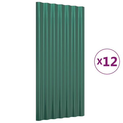 Dachpaneele 12 Stk. Verzinkter Stahl Grün 80x36 cm