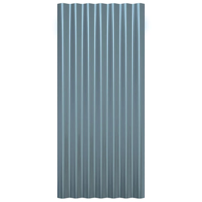 Dachpaneele 12 Stk. Verzinkter Stahl Grau 80x36 cm