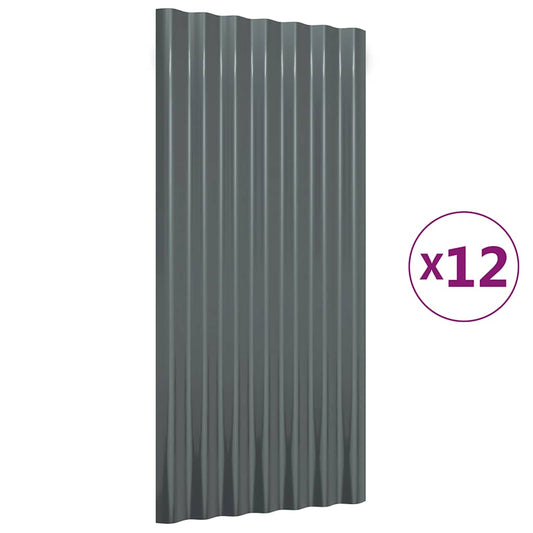 Dachpaneele 12 Stk Verzinkter Stahl Anthrazit 80x36 cm